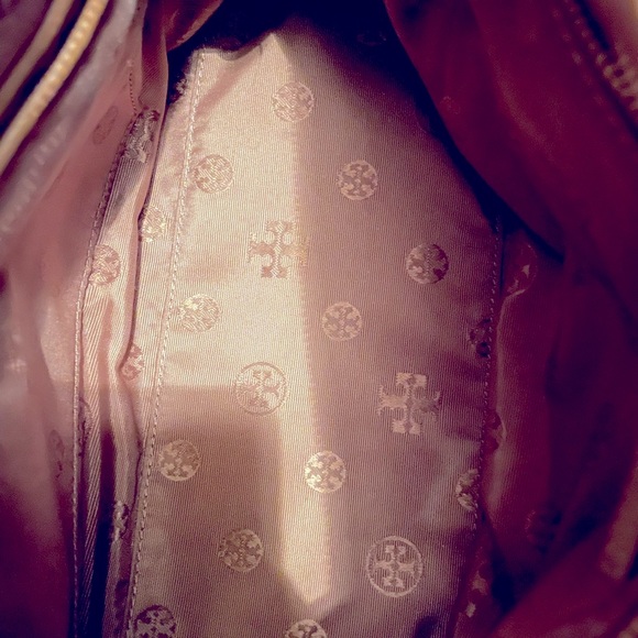 Tory Burch dark tan leather purse with cross body strap. - Picture 10 of 13